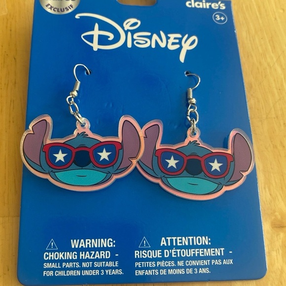 Disney Jewelry - NWT Disney patriotic Stitch earrings with stars from Claire’s. Hypoallergenic.